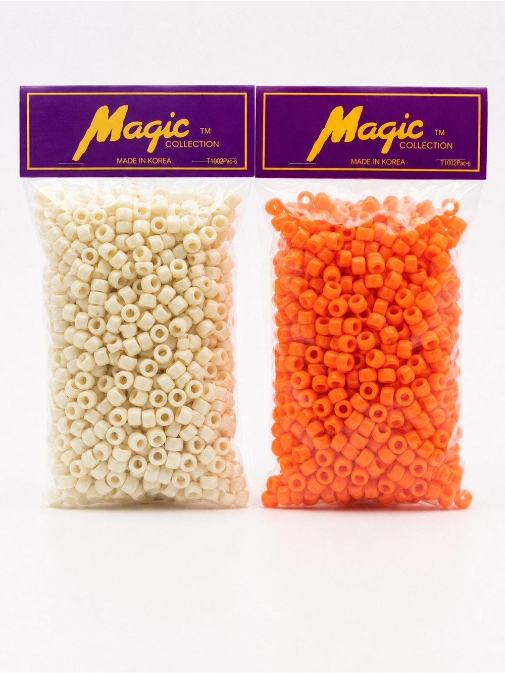Magic Collection Pony Beads Ivory & Neon Orange 1000 each | 2 Bags Total